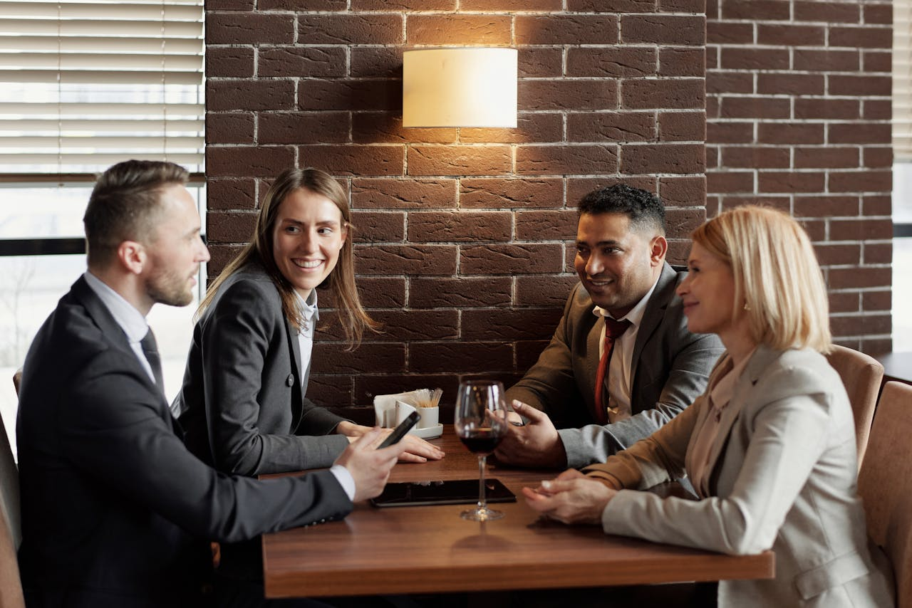 Employees having conversation
