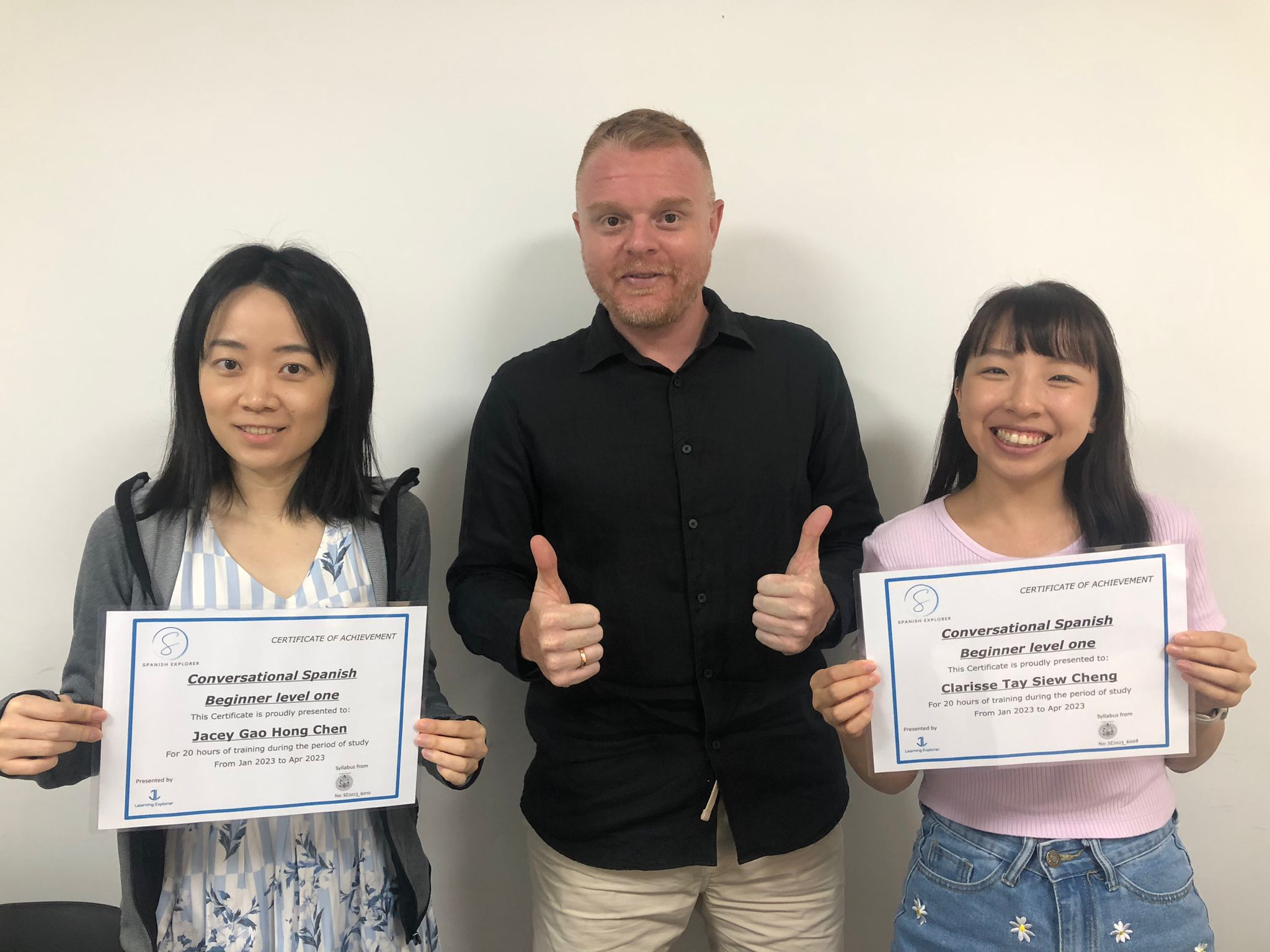 Beginner 1 Spanish class students with teacher Aitor at Spanish Explorer, Singapore